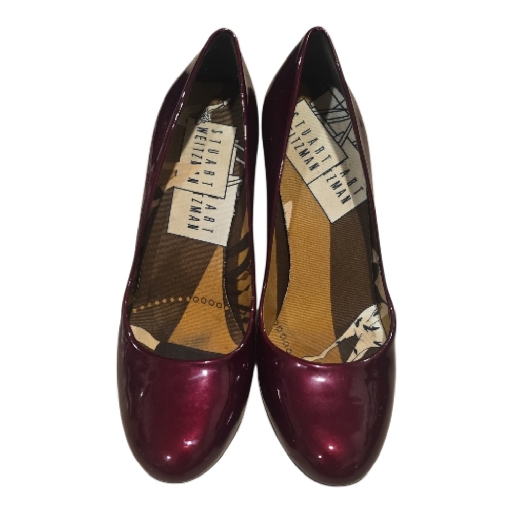 Stuart Weitzman Patent Ruby Burgundy Deep Red Pump Heels Size 6 Holiday Party